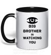 Чашка с цветной ручкой Big brother is watching you (глаз) Черный фото