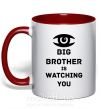 Чашка з кольоровою ручкою Big brother is watching you (глаз) Червоний фото