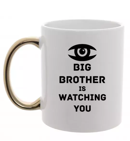 Чашка с цветной ручкой Big brother is watching you (глаз) Золото фото