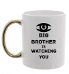 Чашка с цветной ручкой Big brother is watching you (глаз) Золото фото