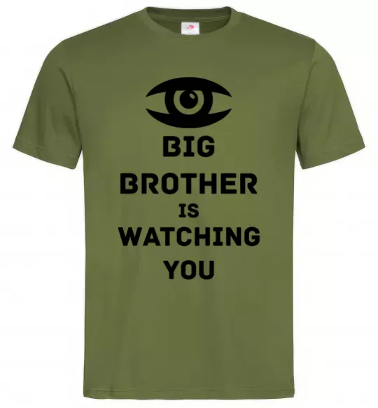 Мужская футболка Big brother is watching you (глаз) Оливковый фото