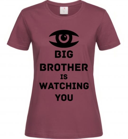 Женская футболка Big brother is watching you (глаз) Бордовый фото