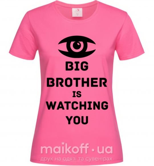 Жіноча футболка Big brother is watching you (глаз) Яскраво-рожевий фото