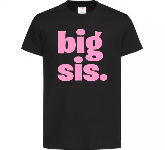 Детская футболка BIG sister рожевий напис Черный фото