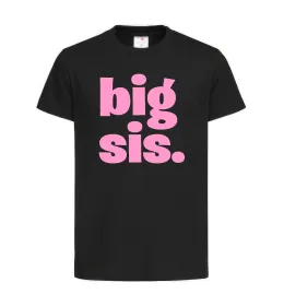 Детская футболка BIG sister рожевий напис Черный фото