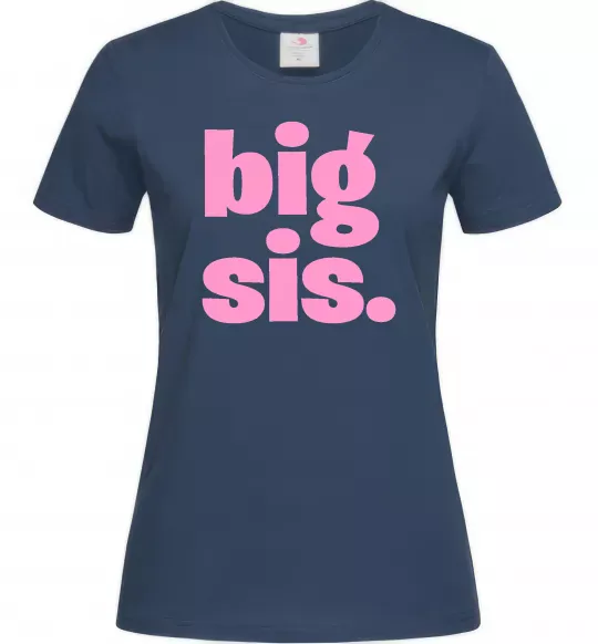 Жіноча футболка BIG sister рожевий напис Темно-синій фото