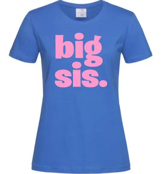 Жіноча футболка BIG sister рожевий напис Яскраво-синій фото