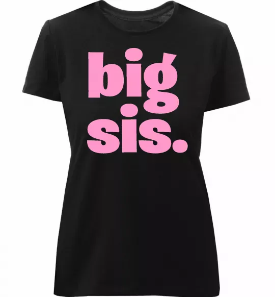 Жіноча преміум футболка BIG sister рожевий напис Чорний фото
