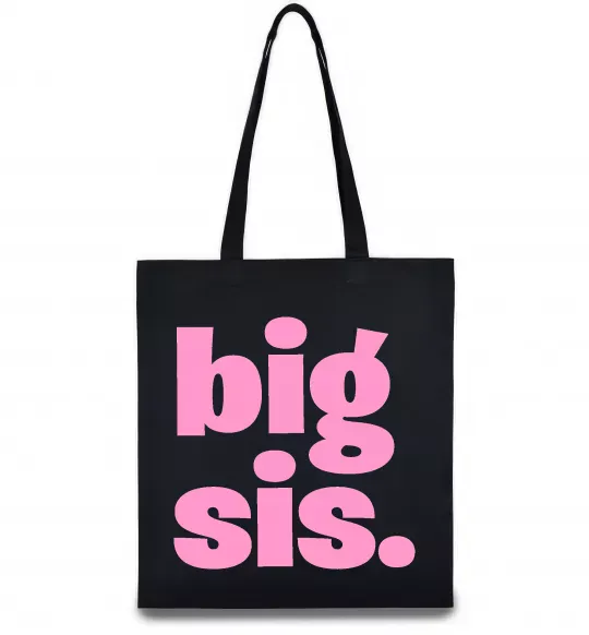 Еко-сумка BIG sister рожевий напис Чорний фото
