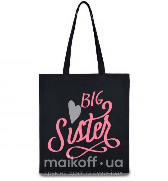 Эко-сумка BIG sister розовая надпись Черный фото