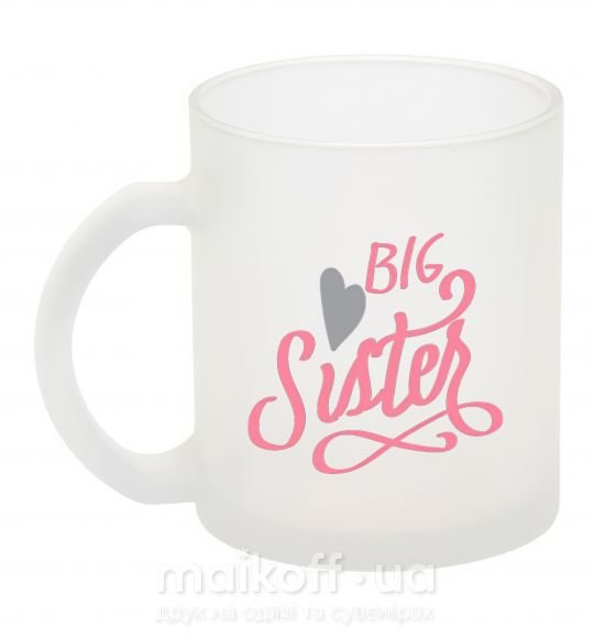 Чашка стеклянная BIG sister розовая надпись Фроузен фото