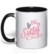 Чашка з кольоровою ручкою BIG sister розовая надпись Чорний фото