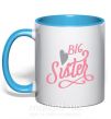 Чашка з кольоровою ручкою BIG sister розовая надпись Блакитний фото