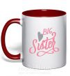 Чашка с цветной ручкой BIG sister розовая надпись Красный фото