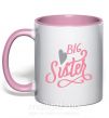 Чашка с цветной ручкой BIG sister розовая надпись Нежно розовый фото
