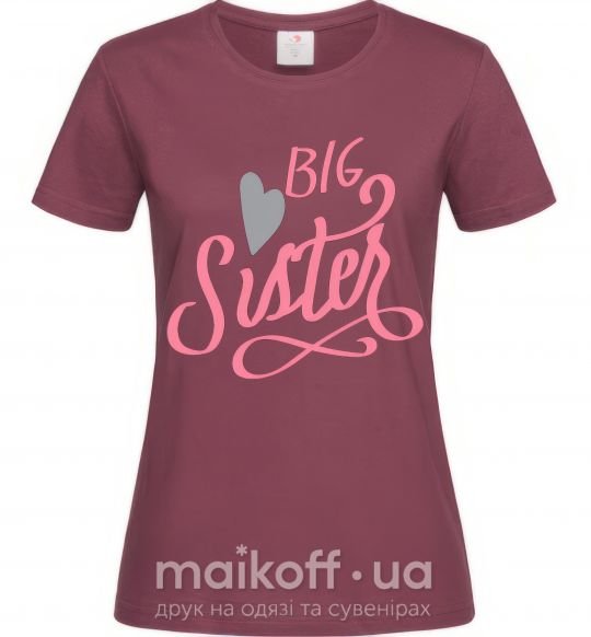 Женская футболка BIG sister розовая надпись Бордовый фото