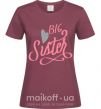 Жіноча футболка BIG sister розовая надпись Бордовий фото