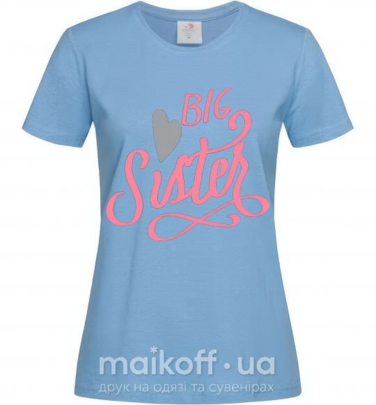 Жіноча футболка BIG sister розовая надпись Блакитний фото