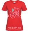 Женская футболка BIG sister розовая надпись Красный фото