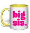 Чашка з кольоровою ручкою BIG sister рожевий напис Сонячно жовтий Чашка з кольоровою ручкою BIG sister рожевий напис Сонячно жовтий фото