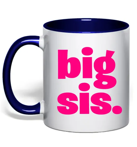 Чашка з кольоровою ручкою BIG sister рожевий напис Глибокий темно-синій фото