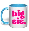 Чашка з кольоровою ручкою BIG sister рожевий напис Блакитний Чашка з кольоровою ручкою BIG sister рожевий напис Блакитний фото