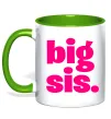 Чашка з кольоровою ручкою BIG sister рожевий напис Зелений Чашка з кольоровою ручкою BIG sister рожевий напис Зелений фото