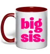 Чашка з кольоровою ручкою BIG sister рожевий напис Червоний Чашка з кольоровою ручкою BIG sister рожевий напис Червоний фото