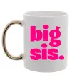 Чашка з кольоровою ручкою BIG sister рожевий напис Золото Чашка з кольоровою ручкою BIG sister рожевий напис Золото фото