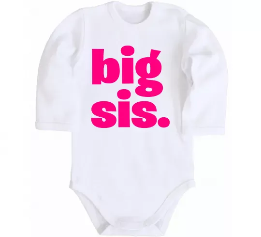 Дитячий бодік BIG sister рожевий напис Білий фото