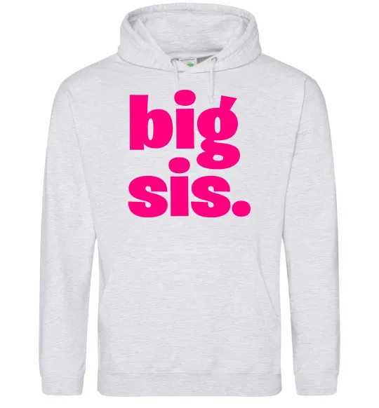 Женская толстовка (худи) BIG sister рожевий напис Серый меланж фото