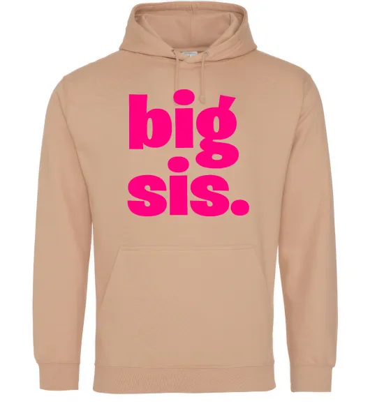 Женская толстовка (худи) BIG sister рожевий напис Песочный фото