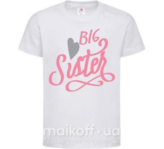 Дитяча футболка BIG sister розовая надпись Білий фото