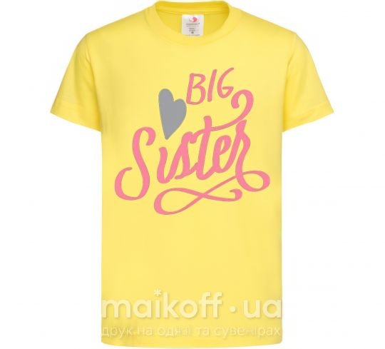 Дитяча футболка BIG sister розовая надпись Лимонний фото