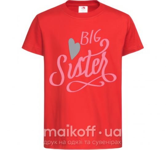 Детская футболка BIG sister розовая надпись Красный фото