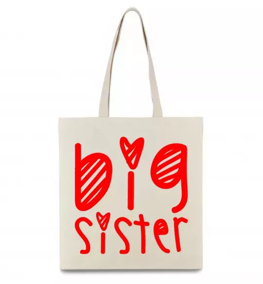 Эко-сумка Big sister напис з сердечком Бежевый фото