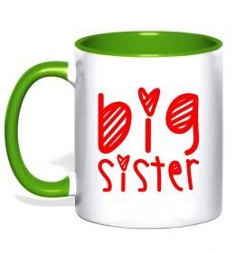 Чашка с цветной ручкой Big sister напис з сердечком Чашка с цветной ручкой Big sister напис з сердечком