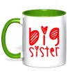 Чашка с цветной ручкой Big sister напис з сердечком Зеленый Чашка с цветной ручкой Big sister напис з сердечком Зеленый фото
