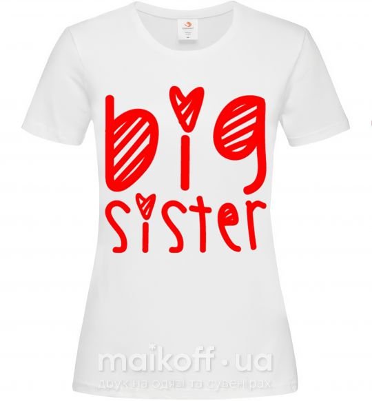 Жіноча футболка Big sister надпись с сердечком Білий фото