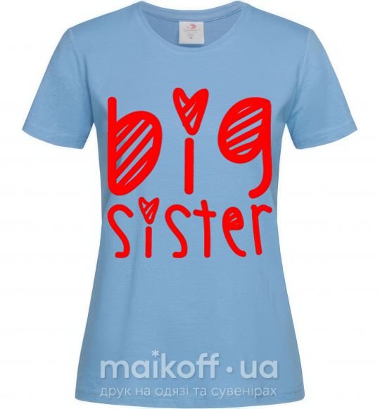 Женская футболка Big sister надпись с сердечком Голубой фото