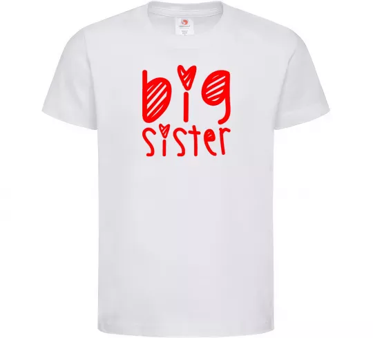 Детская футболка Big sister напис з сердечком Белый фото