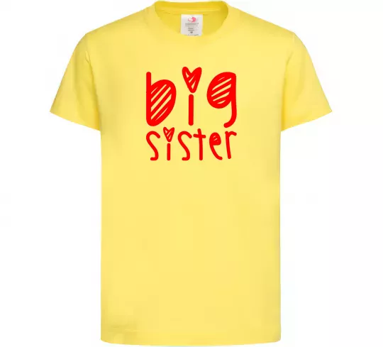 Детская футболка Big sister напис з сердечком Лимонный фото