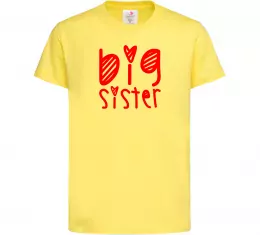 Детская футболка Big sister напис з сердечком Лимонный фото