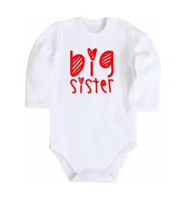 Детский боди Big sister напис з сердечком Белый фото