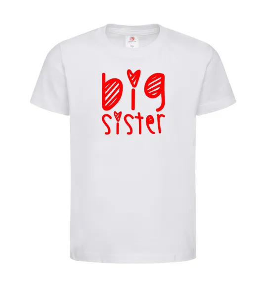Детская футболка Big sister напис з сердечком Белый фото