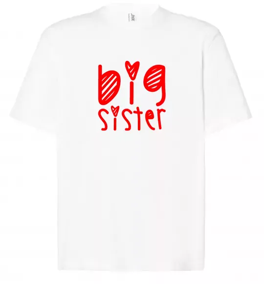 Футболка Оверсайз Big sister напис з сердечком Білий фото