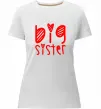 Жіноча преміум футболка Big sister напис з сердечком Білий фото