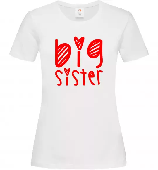 Женская футболка Big sister напис з сердечком Белый фото