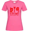 Женская футболка Big sister напис з сердечком Ярко-розовый фото