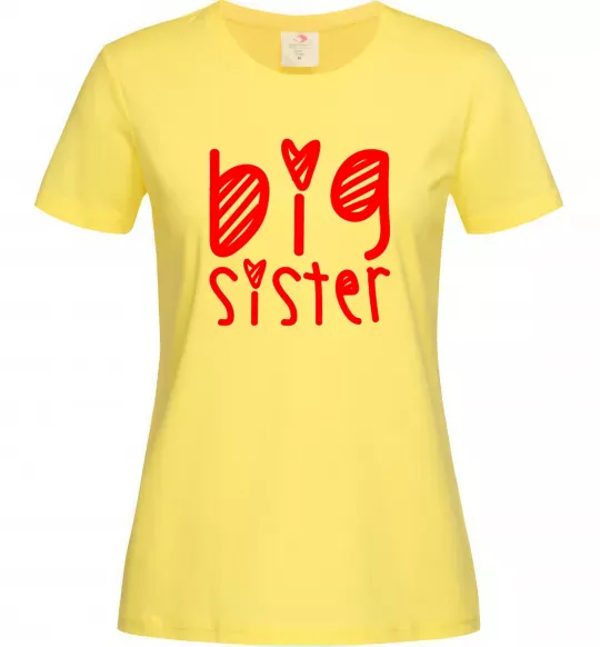 Женская футболка Big sister напис з сердечком Лимонный фото